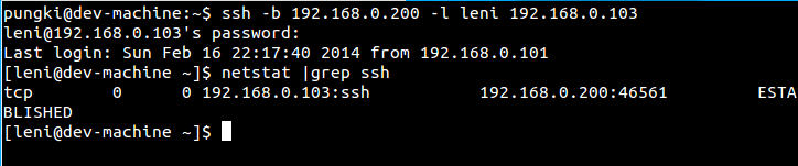 Bind address using SSH