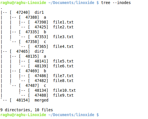 Display inodes of original files