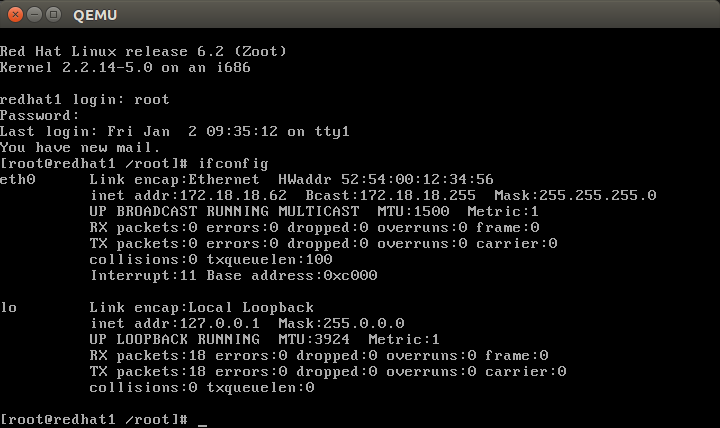 linuxstory-3.16-red-hat-6.2-zoot-ifconfig