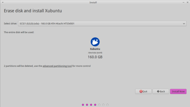 清除磁盘并且安装Xubuntu