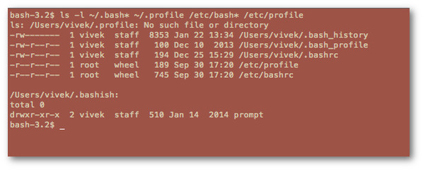 Fig.05: List all bash environment configuration files