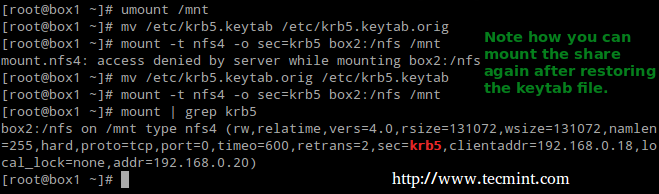挂载/卸载 Kerberos NFS 共享