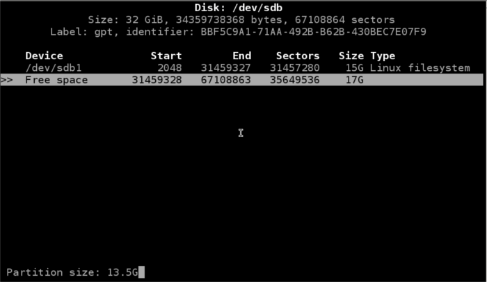 cfdisk-create-home-partition