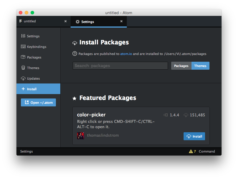 Install atom packages