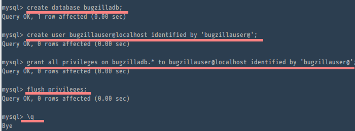 Creating Database for Bugzilla