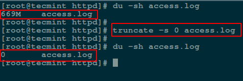 Truncate File Content in Linux