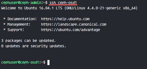 SSH Less password from ceph-admin to all nodes cluster