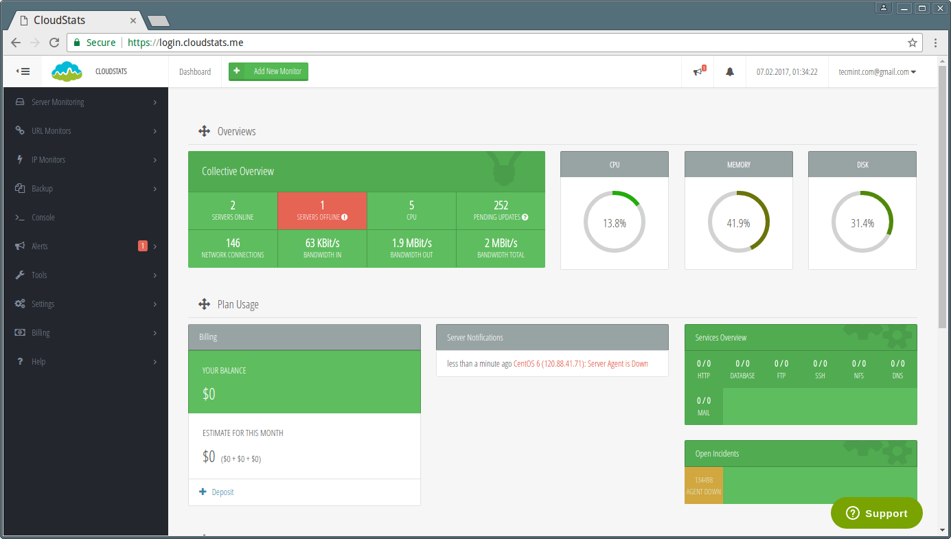CloudStats - Server Monitoring Overview
