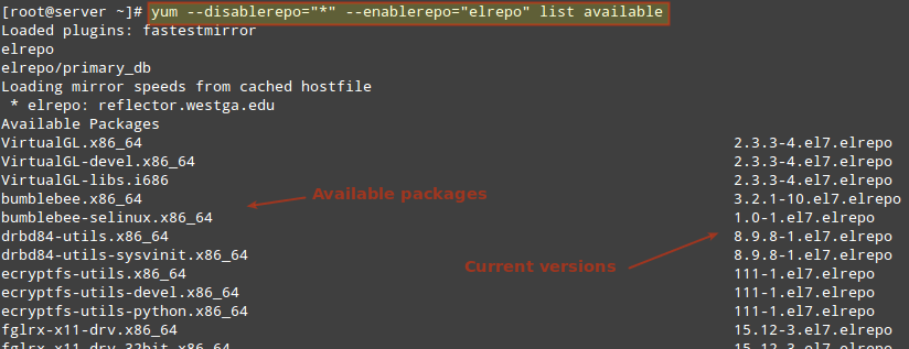 List ELRepo Available Packages