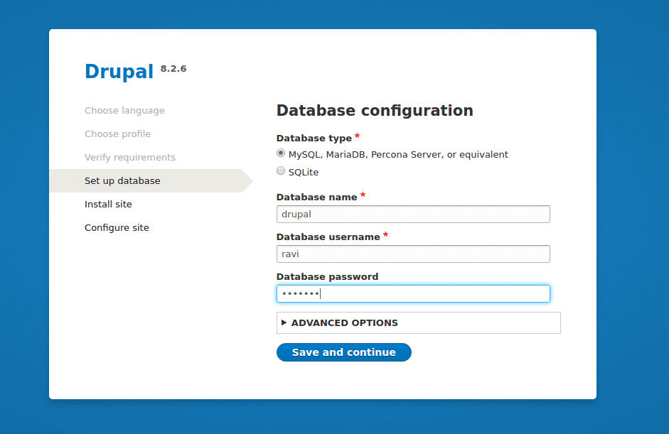Drupal 数据库配置