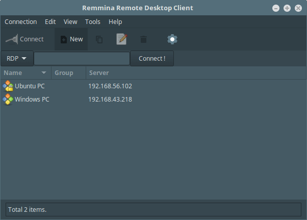 Remmina Configured Servers
