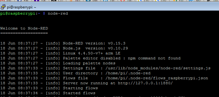 ​​​​Launching Node-RED in Raspberry Pi