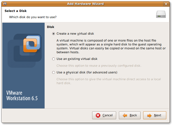 Fig.03 VMware Adding a new disk wizard 