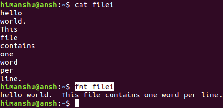 format contents of file in single line