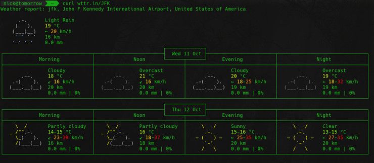 Weather by airport from wttr.in