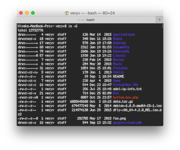 How to enable colorized output for the ls command in Mac OS X Terminal