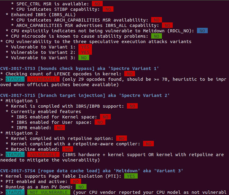 Meltdown Spectre Check Script Ubuntu