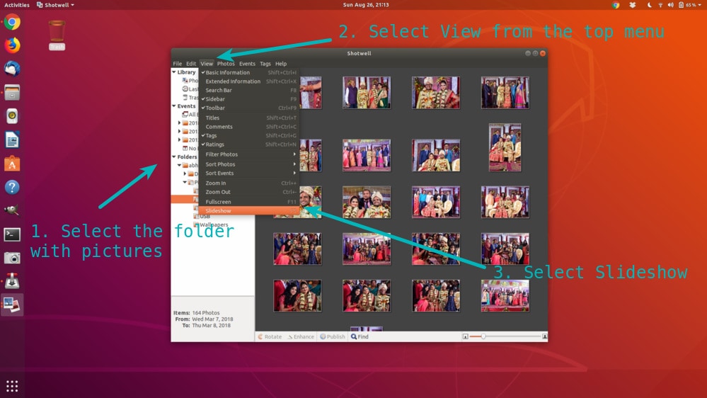 How to create slideshow of photos in Ubuntu Linux