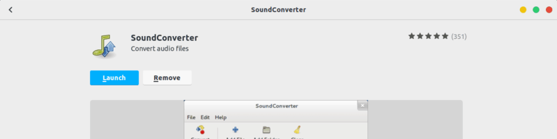SoundConverter application in Software Center of Ubuntu