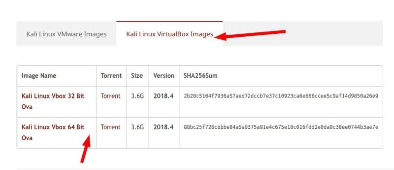 Kali Linux Virtual Box Image