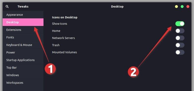 Allow icons on desktop in GNOME