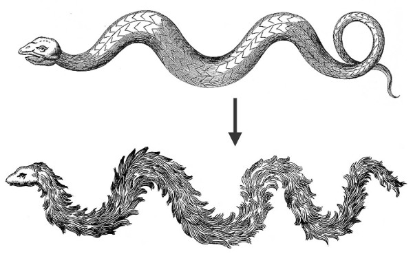Serpents with and without feathers