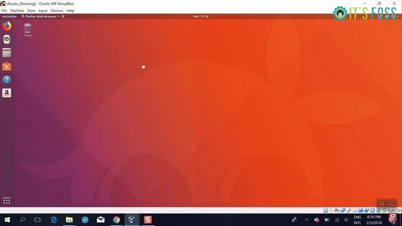 Ubuntu Running in Virtual Machine Inside Windows