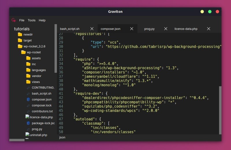 Graviton Code Editor with Syntax Highlighting