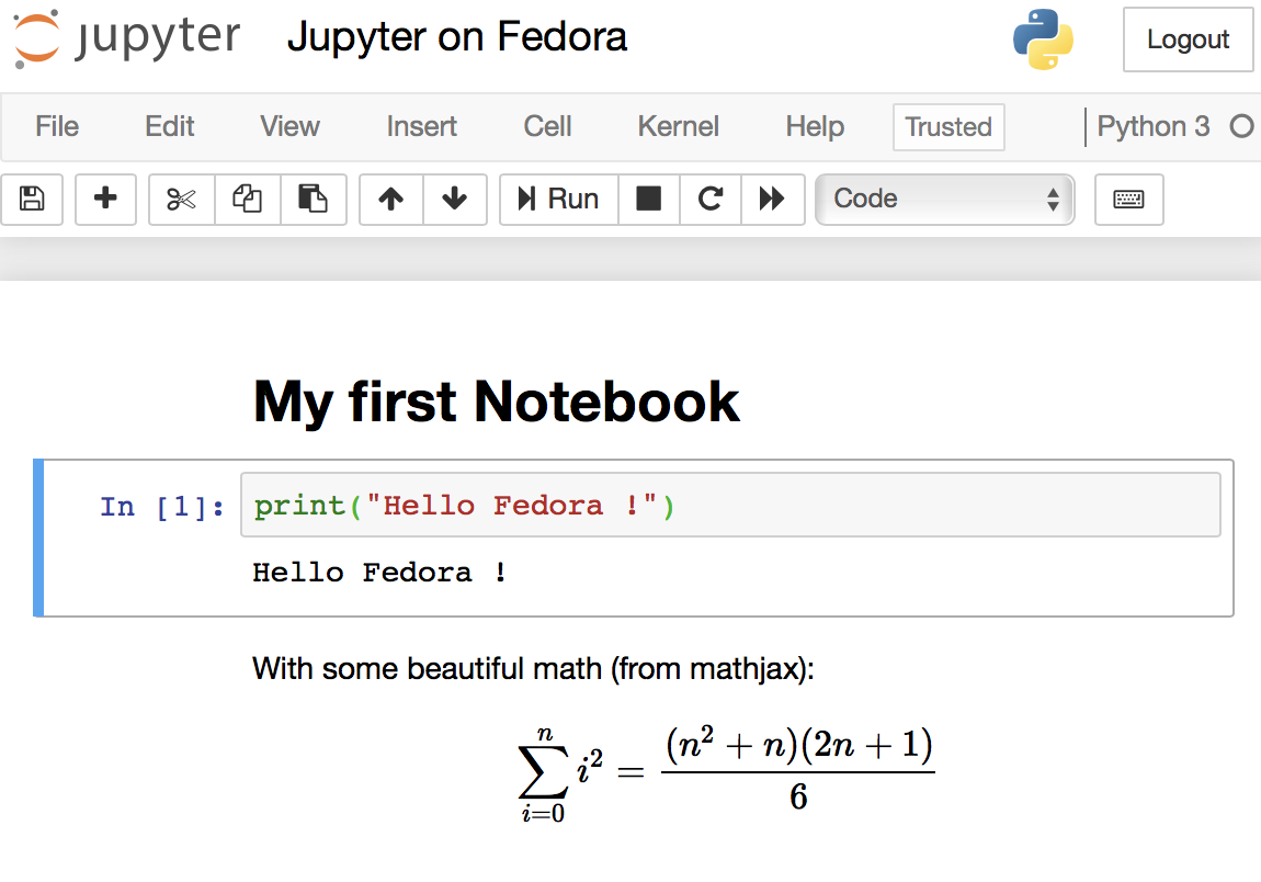 Jupyter with a simple notebook