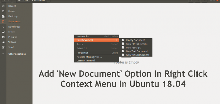 Add 'New Document' Option In Right Click Context Menu In Ubuntu 18.04 GNOME desktop