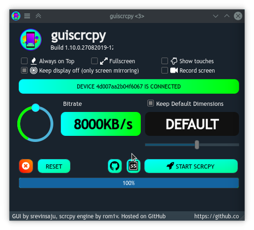 Guiscrcpy main screen