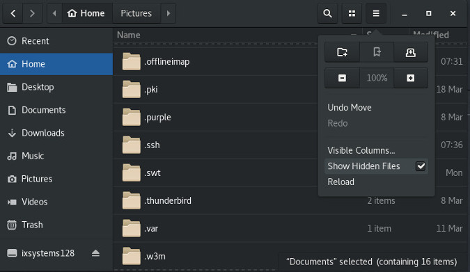 Showing hidden files in GNOME