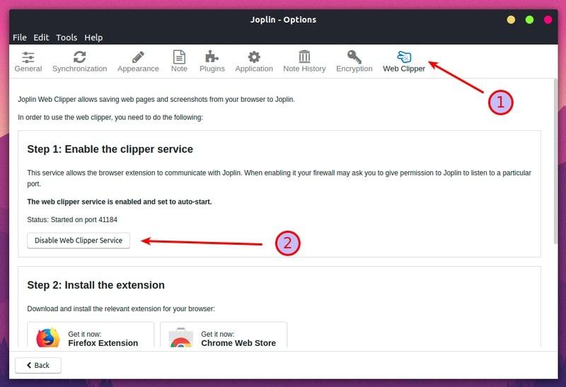 Enable Web Clipper from the desktop application first