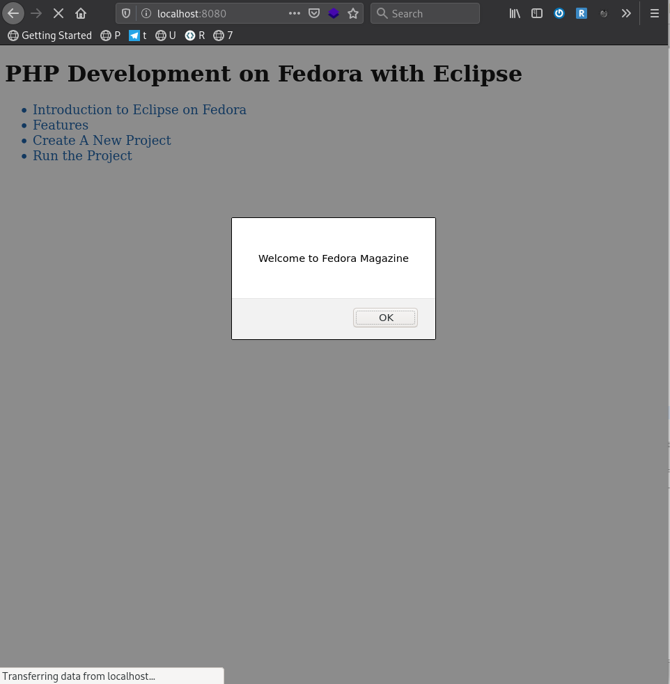 PHP output in Fedora