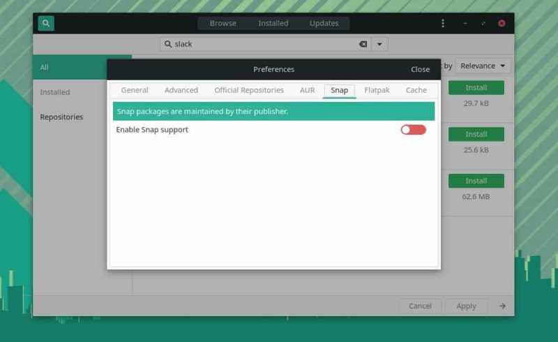 Enable Snap support in Pamac Manjaro