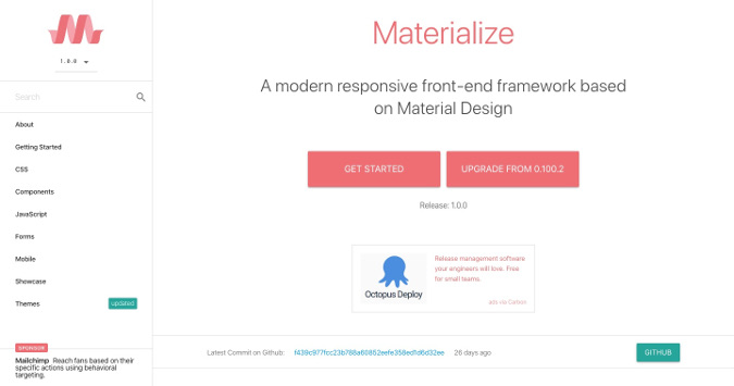Materialize homepage