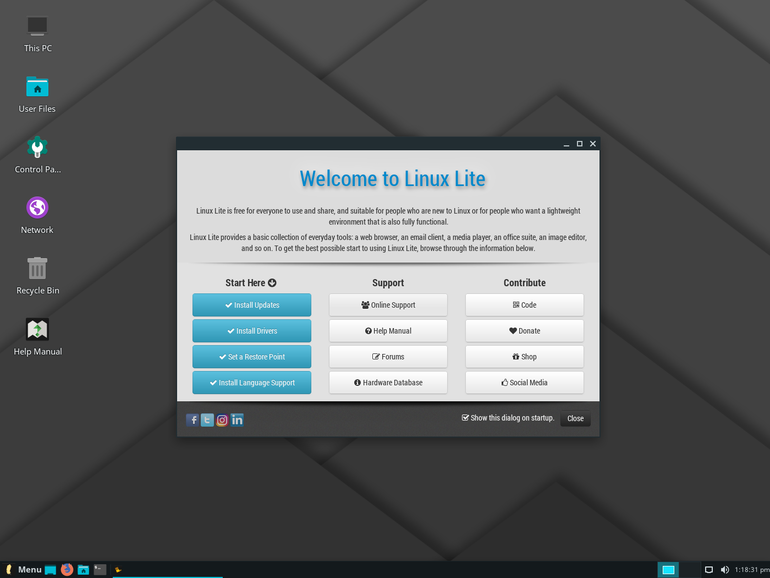 Linux Lite - 1.4GB download