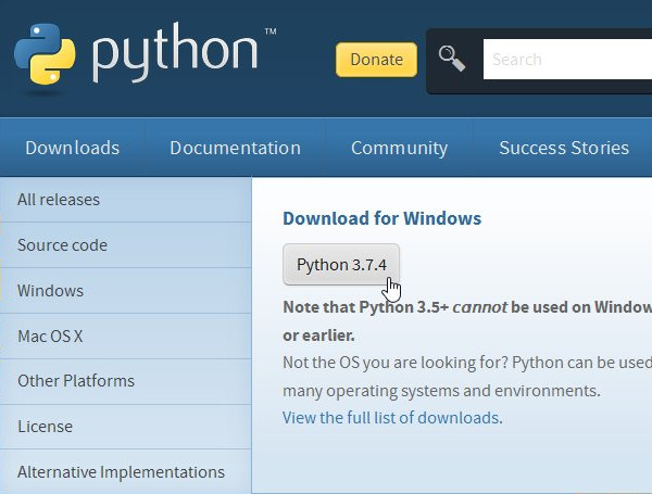 Downloading Python on Windows