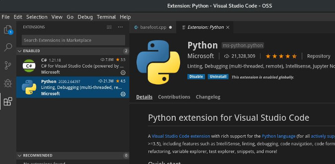 VSCodium Python plugin