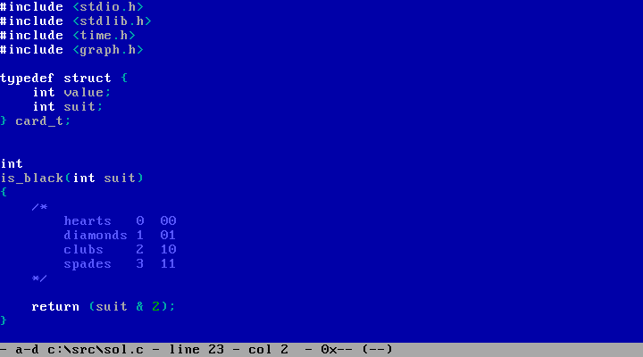 My preferred colors when programming on DOS