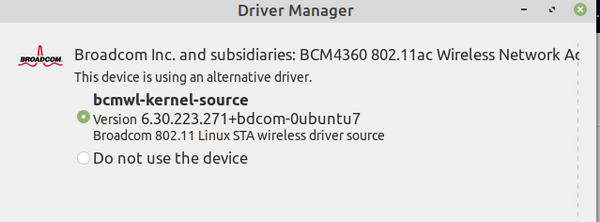 Linux Mint Driver Manager