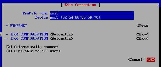 nmtui – Edit Connection
