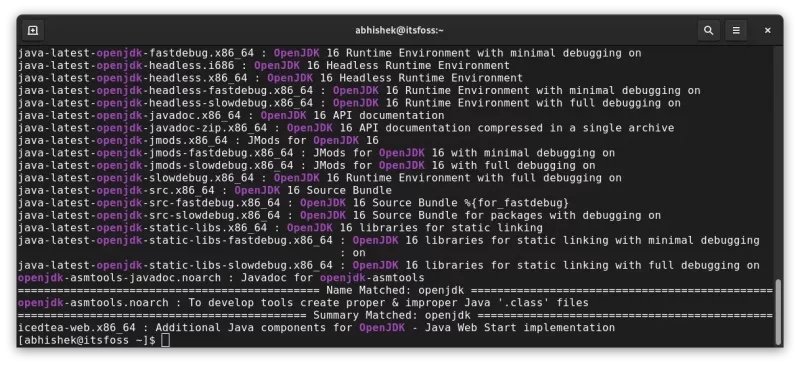 Available Java versions in Fedora