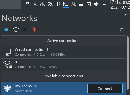 Add a connection in Network Manager