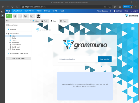 Screenshot of grommunio meeting space