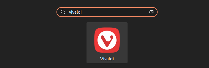 在系统菜单中搜索 Vivaldi