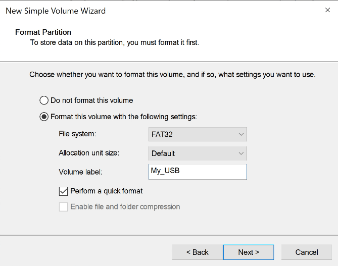 Use FAT 32 or NTFS, Name the USB if you want