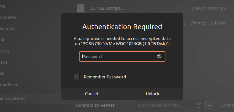 Password required for encrypted Windows drive mount in Linux