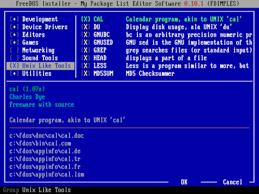 Installing the Unix-like package set