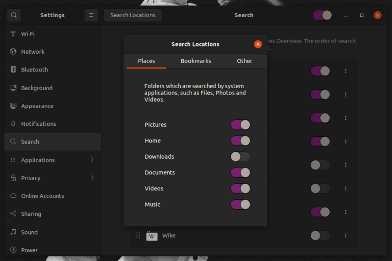 Default locations for file search
